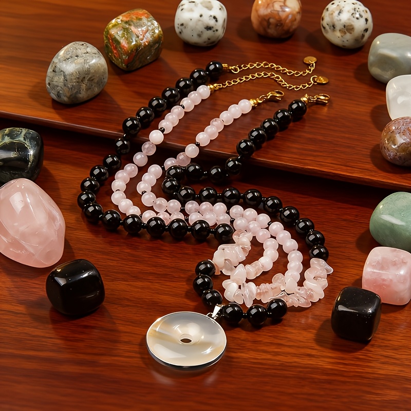 Bohemian Rose Quartz Pendant Necklace, Irregular Design